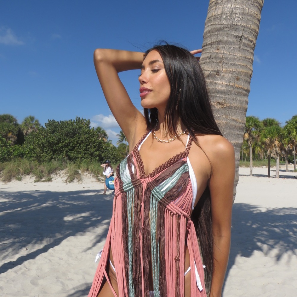 Handmade Macrame Bohemian chic festival dress, beach cover up, burning man dress